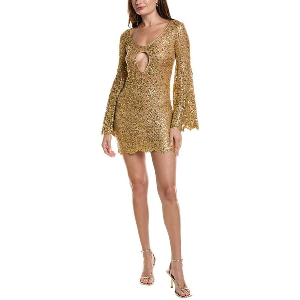 Michael Kors Collection Womens Laminated Lace Silk-Lined Cocktail Dress,